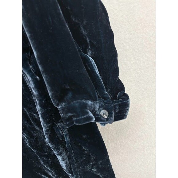 Coldwater Creek Size 2X Crushed Velvet Button Down Tunic with Pockets Navy Blue - Picture 6 of 7